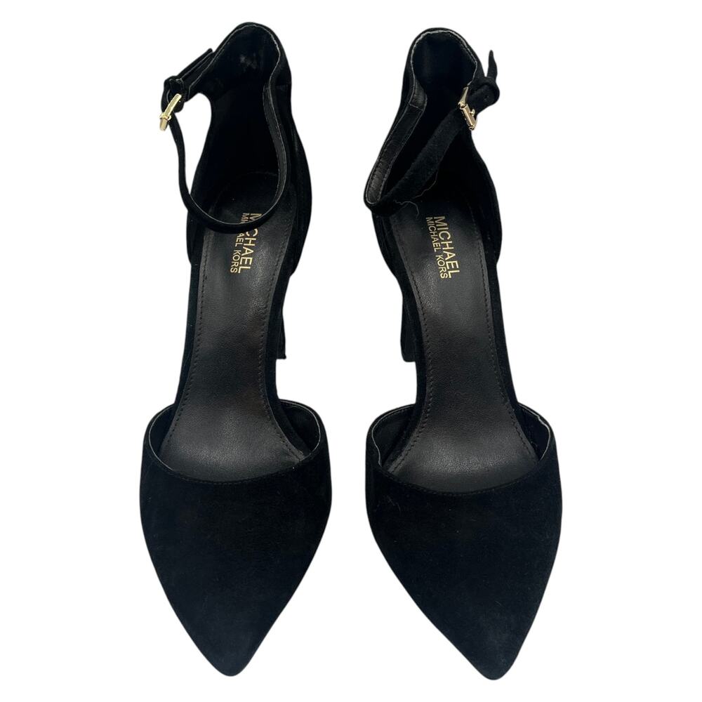 Michael Kors MK Pumps D'Orsay Stiletto Heels Lisa Pointed Toe Suede Black 6.5M - Picture 3 of 10